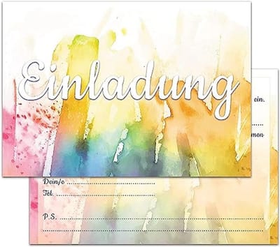 Moderne Uitnodigingskaarten Set voor Verjaardag en Feestjes - 12-delig, Hoogglans, DIN A6