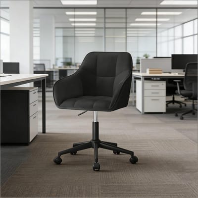MIVRAY Bureaustoel Verstelbaar 48-57 Cm - Ergonomische Rugsteun En Armleuningen - Voor Thuis En Werk - Fluweel Zwart - Metaal