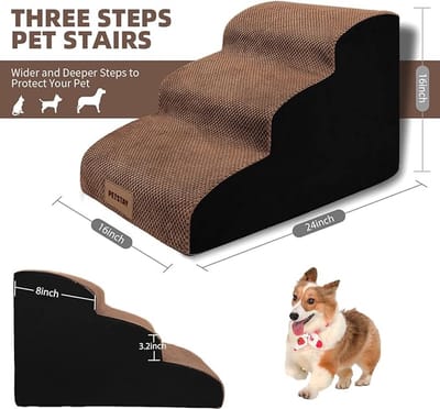 hondentrap voor bed, bank, schuim met hoge dichtheid, wasbaar, huisdiertrap voor honden en katten,