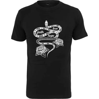 Mister Tee - Snake Love Faith Hope Heren T-shirt - S - Zwart