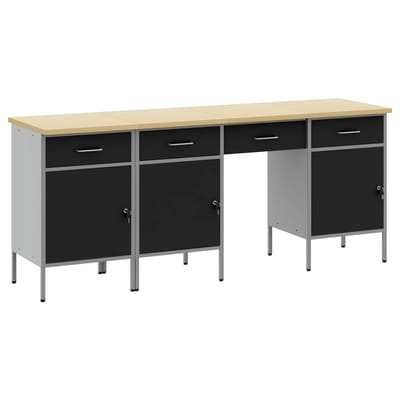 vidaXL - Werk - Cabinet - met - lade - 4 - st - Zwart - Engineered - hout - en - staal