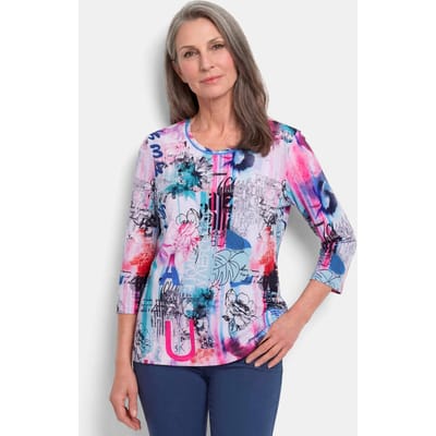 Gedessineerd shirt in krachtige kleuren - meerkleurig / gedess. - Gr. 44 van Goldner Fashion