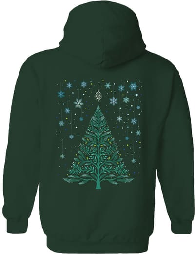Kerstboom Christmas Night Snowy Tree The Coloured House Hoodie S