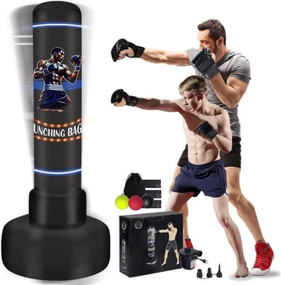 SCH® Bokspaal - Fitness - Zwart- 71cm x 71cm x 180cm