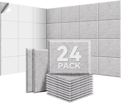 24 Stuks Akoestische Panelen Zelfklevend - Geluidsisolatie Schuim voor Muur en Deur - 30x40 cm - Hoge Absorptie (NRC 0.95)