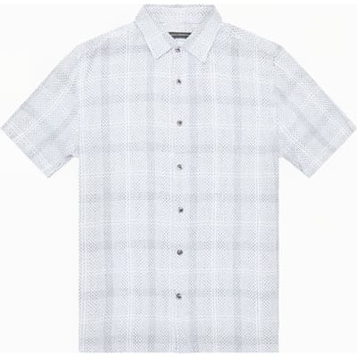 French Connection Barrow Dobby Short Sleeve Shirt Blue Size: XS | Casual Shirts Outlet | Heren | Blauw