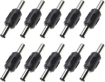 10 Stuks DC Power Couplings 5.5mm x 2.1mm Male naar Male Plug Jack Adapter voor CCTV Camera en Beveiligingssystemen