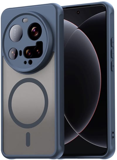 MobyDefend Hoesje - Geschikt voor Xiaomi 15 Ultra - Case Geschikt voor MagSafe - Mat Transparant Met Gekleurde Rand - Blauw