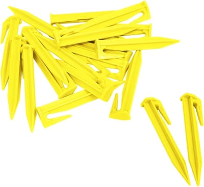 200 Stuks 3,3 Inch Plastic Border Draad Haringen voor Tuin, Grasafscheidingen en Dierenhekken (Geel)