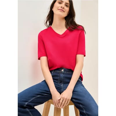 Basic shirt met V-hals