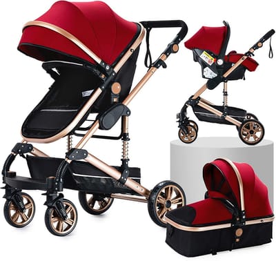 3-in-1 Combi Kinderwagen - Draagbaar en Opvouwbaar Reismodel met Aluminium Frame