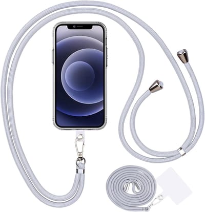 Stunq® Universale Mobiele Telefoon Kettingen - 2 Stuks, Verstelbaar, Afneembaar, Lanyard - Grijs