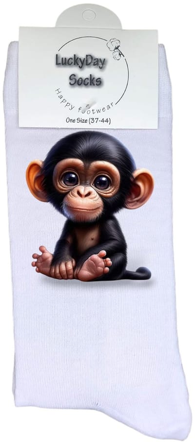 Luckyday Socks - Unisex sokken - Chimp - cadeau sokken - Maat 37-44