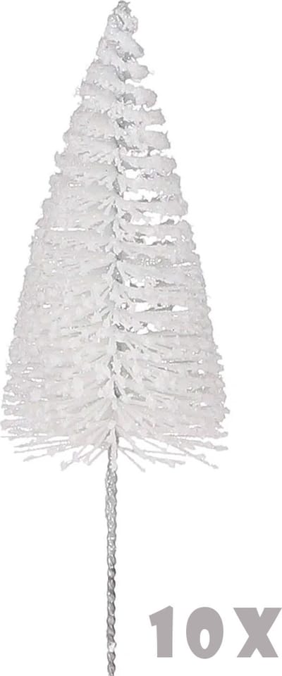 Witte Glitter Decoratieboompjes 16 cm - 10 stuks - House of Seasons