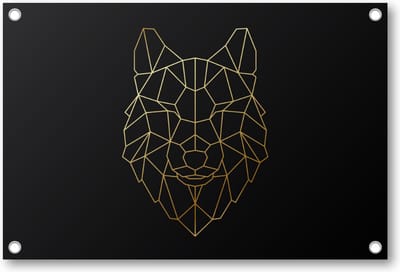 Minimalist Wolf - Goud - Tuinposter 90x60 - Wanddecoratie - Dieren