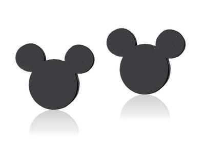 Montebello Oorbellen Mickey Black - 316L Staal - 8x7mm