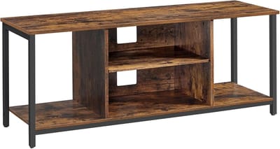 TV Meubel met Opbergruimte – Voor 60 Inch TV – Open Schappen – Industrieel – Bruin/Zwart