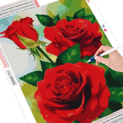 Volledige ronde boor diamant borduurwerk Rose 5D DIY Diamond schilderij bloem kruissteek 20X30CM red