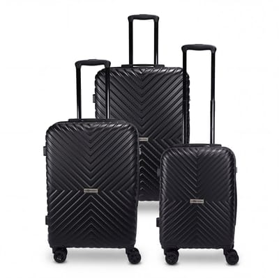 Kofferset 3 Delig met Cijferslot - Handbagage 35L + Ruimbagage 50L + Ruimbagage 70L - Lichtgewicht - Reiskoffer met Wielen Groot - Trolley op 4 Wieltjes - Hardcase Koffer - Reizen - Travel - Zwart - Leonardo