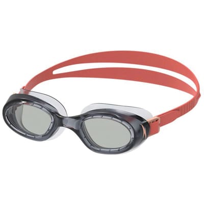 Speedo Junior Futura Hydrospex Zwembril Kind - Recreatieve Duikbril Kinderen - Anti condens & UV-bescherming - Comfortabele Pasvorm - Grijs/Rood