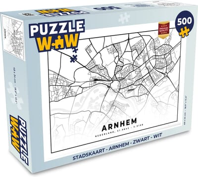 Puzzel Stadskaart - Arnhem - Zwart - Wit - Legpuzzel - Puzzel 500 stukjes - Plattegrond