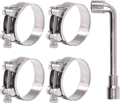 Set van 4 T-Bolt Slangklemmen 68-73mm - Roestvrij Staal, Verstelbaar, Geschikt voor 2.7''-2.9'' Slangen