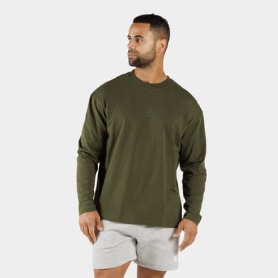 ZEUZ Heren Longsleeve Shirt – Comfortabel Sport & Casual - Legergroen - S