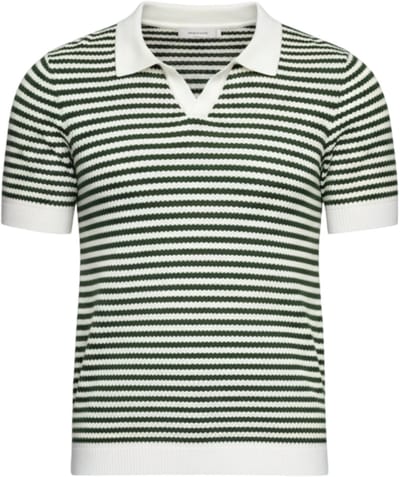 OMBRE Polo - Slim Fit - Viscose - Korte Mouw Olijf S