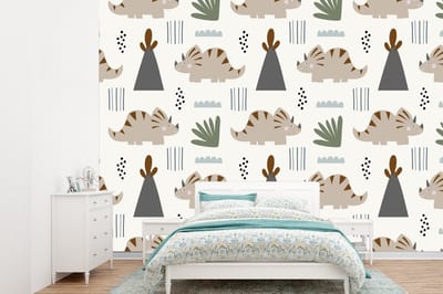 Behang - Fotobehang Jongens - Kinderen - Patroon - Dinosaurus - Breedte 360 cm x hoogte 260 cm