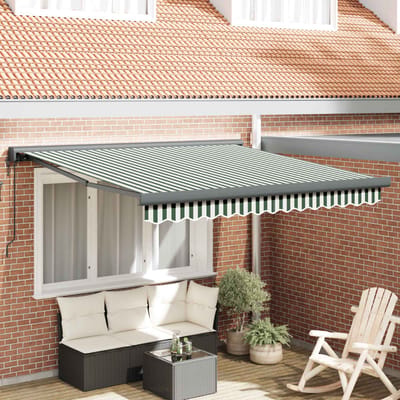 vidaXL - Uitschuifbare - luifel - Groen - en - Wit - 300 - x - 250 - x - 165 - cm