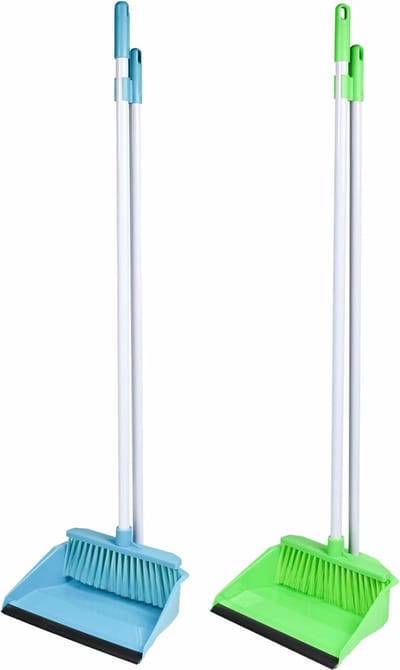 Benson Stoffer en blik met lange steel - rugvriendelijk - ergonomisch ontwerp - blauw of groen - 78 cm hoog