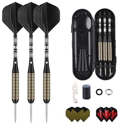 Dartpijlen met metalen punt - 27 gram stalen darts inclusief accessoires