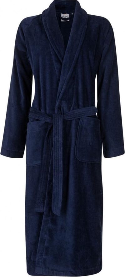 Badjas marineblauw - 100% katoen badjas - blauwe badjas sauna met sjaalkraag - badjas heren - badjas dames - unisex - maat XS