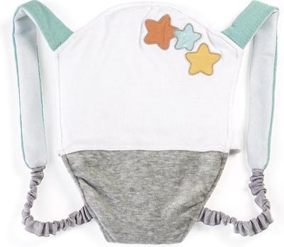 ML Poppen: BABYDRAAGZAK grijs, voor de babypop 40cm, in plastic zakje met  kapstok, 3+
