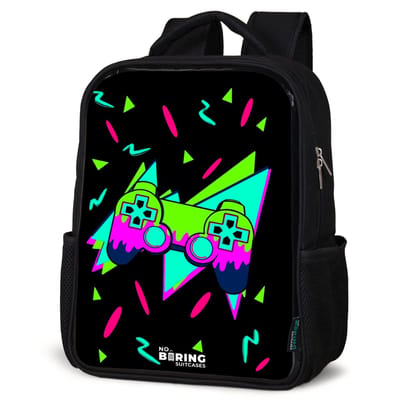 NoBoringSuitcases.com® - Rugzak zwart - Schooltas jongen & meisje - Neon controller op zwart - Rugtas voor school - Boekentas kind - Schoolrugzak - Kinderrugzak