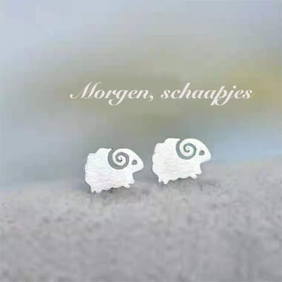 Gading® zilveren Oorknoppjes - meisjes dames Oorknoppen met schaapje - 9mm-6mm- Zilver 925