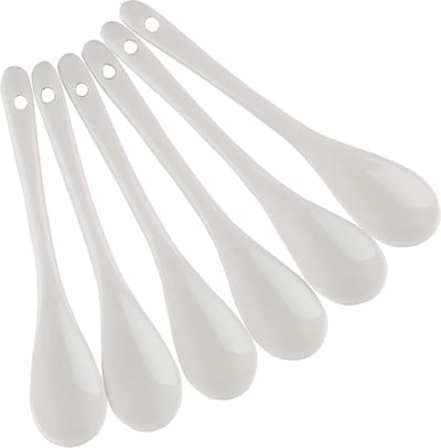 Set van 6 Porseleinen Lepels voor Zachtgekookte Eieren, Koffie, Thee en Desserts
