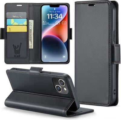 Hoesje geschikt voor iPhone 14 - HyperCase Book Cover Kunstleer Zwart