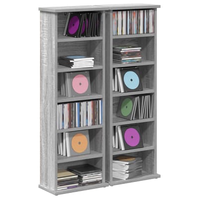vidaXL - CD - Kast - 2 - st - Grijs - Sonoma - 60 - x - 17 - x - 92 - cm - Bewerkt - hout
