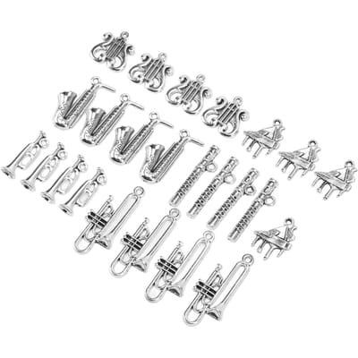 24 Stuks DIY Hangers Accessoires Exquise Design Kleine Muzikale Vorm Legering Sieraden Maken Benodigdheden white