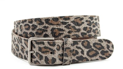 Dames riem bruin/zwart luipaard - 4 cm breed - Leer - Jeans riem - Casual - Maat 100