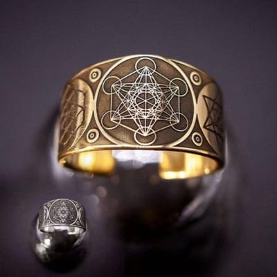 Vintage zespuntige ster Solomon Ring Warrior Aartsengel Metatron Amulet Totem verstelbare Ring Amulet sieraden Resizable goud