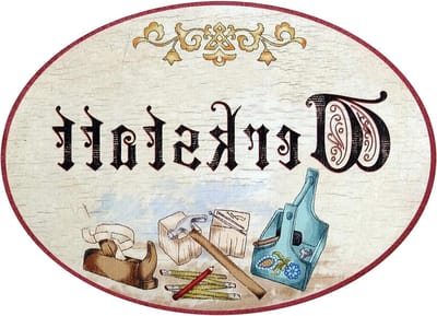 Houten Deurbordje - Decoratiebord Werkplaats - Huis Decoreren - Antiek Landelijk Design - 18 x 13 cm - Bruin