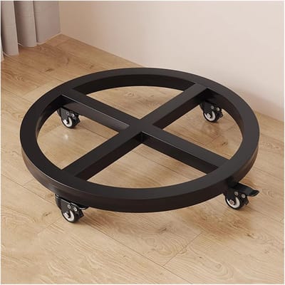 Metalen Plant Caddy - Bloempot Trolley - Planten Verplaatsen - Zware Belasting - 45cm Diameter - Zwart