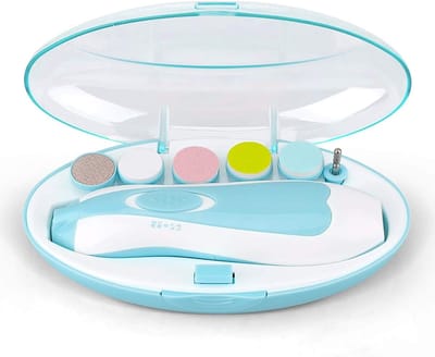 QTTVBTNA -Elektrische Baby Nagelvijl met LED Licht – Veilige en Stille Baby Nagelknipper met Verwisselbare Slijpkoppen voor Pasgeborenen en Peuters – Zachte en Precieze Manicure voor Baby’s