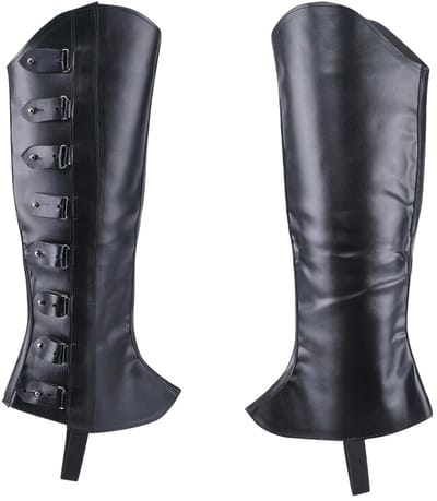Allecto - Piraat Beenhoezen - Cosplay Accessoires - Zwart - Imitatie Lederen Gaiters - Voor Halloween en Ridder Kostuum - 2 Stuks