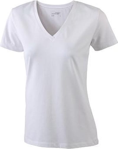 James & Nicholson t-shirt v-hals - dames - wit - stretch - korte mouwen - katoen/elasthan S