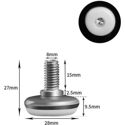 Roestvrij staal Verstelbare Meubelvoeten Nylon Basis Stelvoeten, voor Bank, Tafel, Stoel, Kast, Werkbank van Stelvoeten 12 Pcs