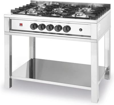 HENDI Gasfornuis – 5 pits – open frame – roestvast staal – 14,3 kW – 900x640x910 mm