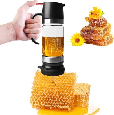 Glazen Honingdispenser van 300ml met Handvat - Druppelvrije Honingpot, Suikerdispenser en Afneembare Deksel voor Gemakkelijk Gebruik